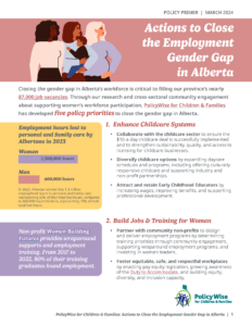 Policy Primer - Actions to Close the Employment Gender Gap in Alberta - Cover