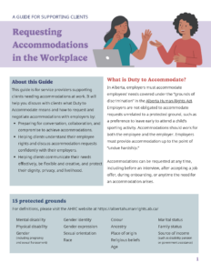 A Guide for Supporting Clients - Requesting accommodations in the workplace - English - document cover