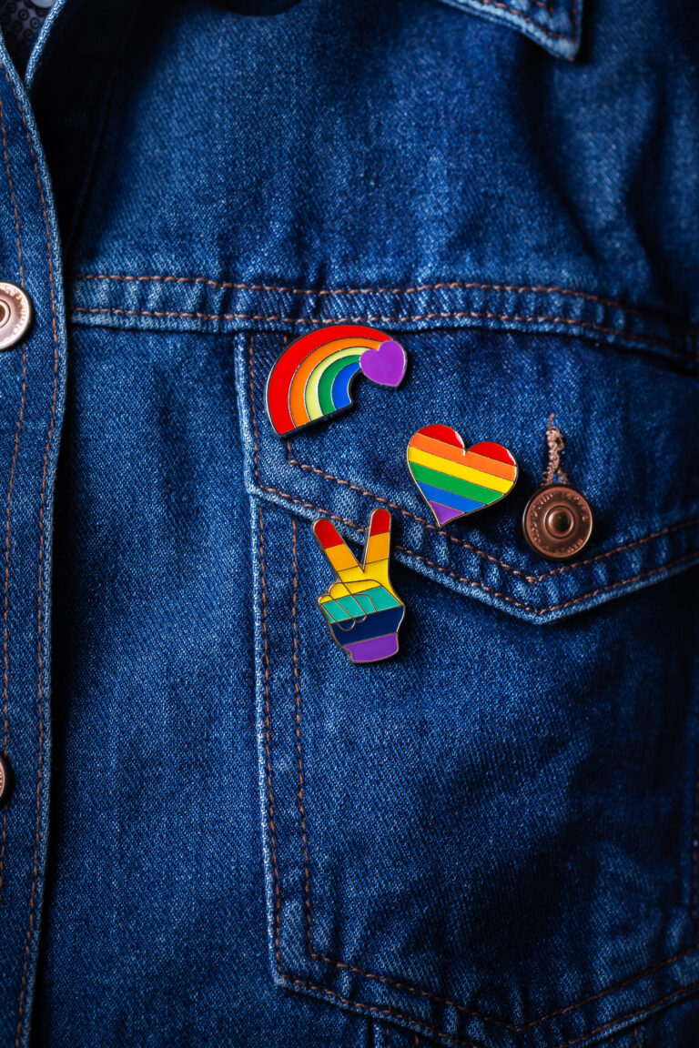 Close-Up Of Gay Pride Symbols On Denim Jacket - Generating and Sharing knowledge