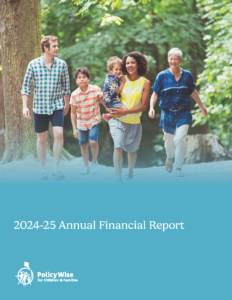 The cover of PolicyWise's 2024-25 Annual Financial Report.