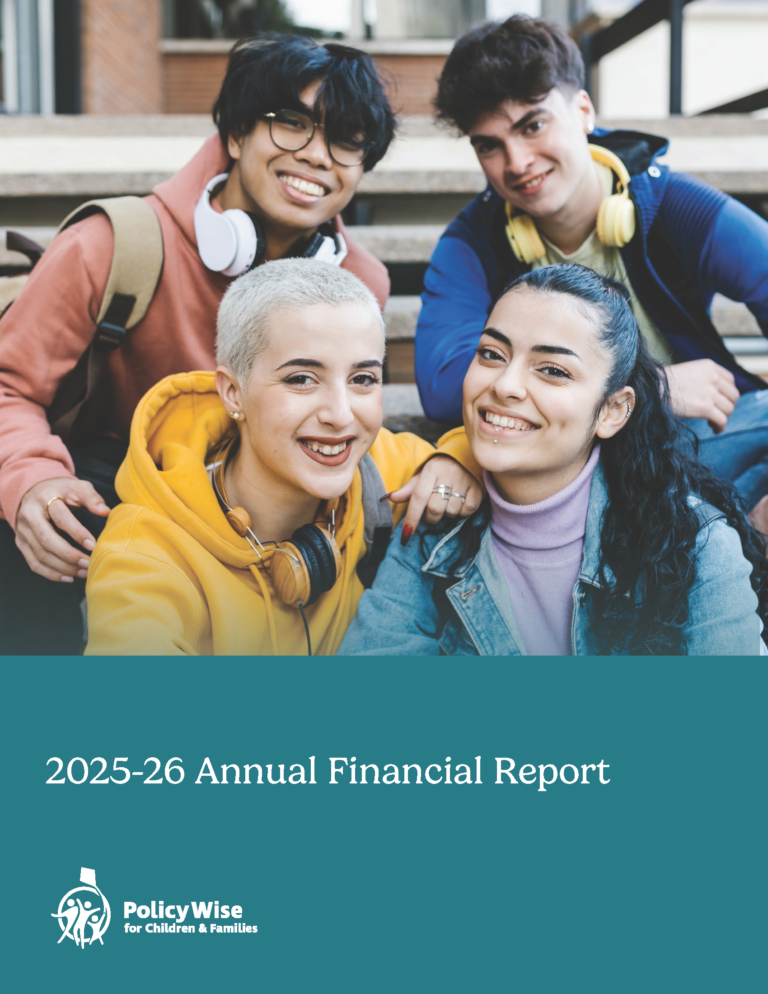Youth smiling on the cover of the 2025-26 Annual Financial Report for PolicyWise